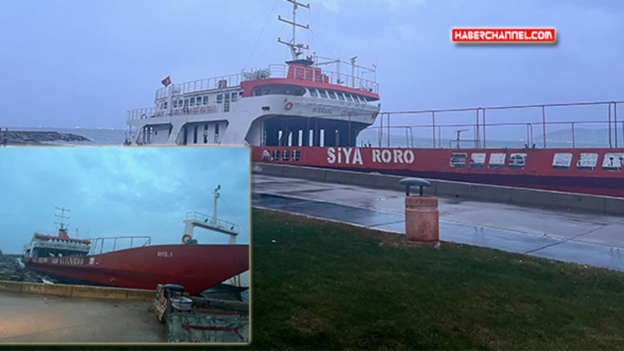 Maltepe Sahili'nde lodos nedeniyle gemi kıyıya oturdu...