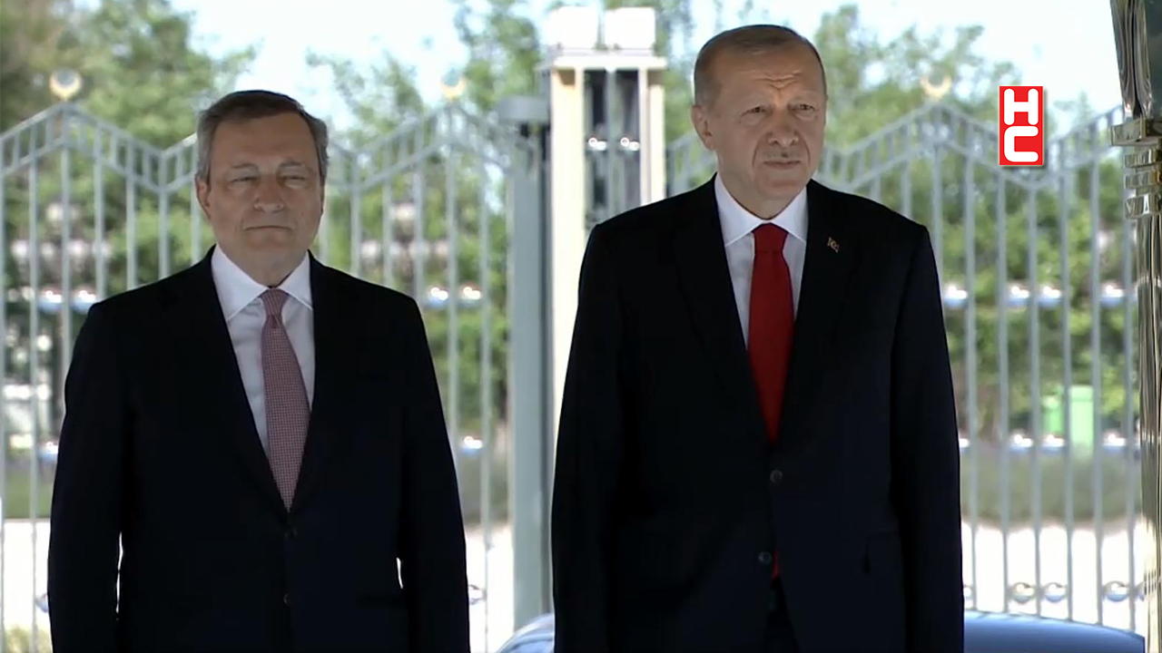 Cumhurbaşkanı Erdoğan, İtalya Başbakanı Mario Draghi'yi resmi törenle karşıladı