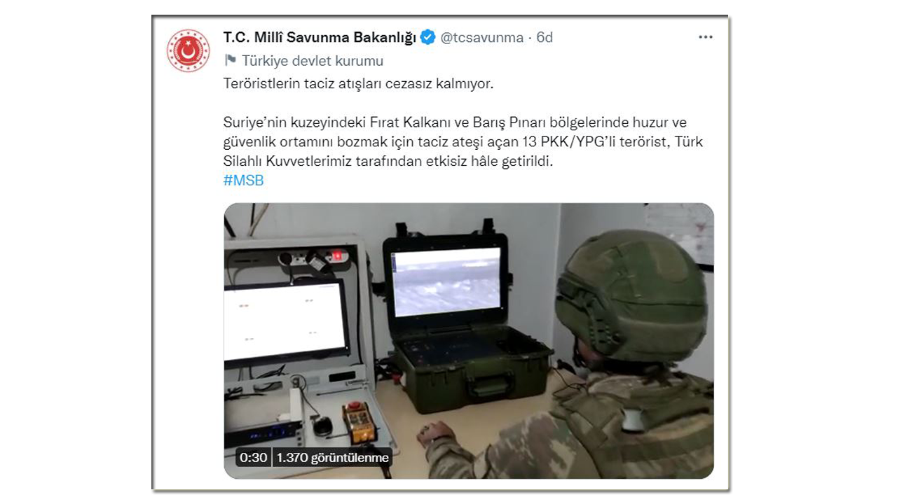 MSB: "13 PKK/YPG'li terörist etkisiz hale getirildi"