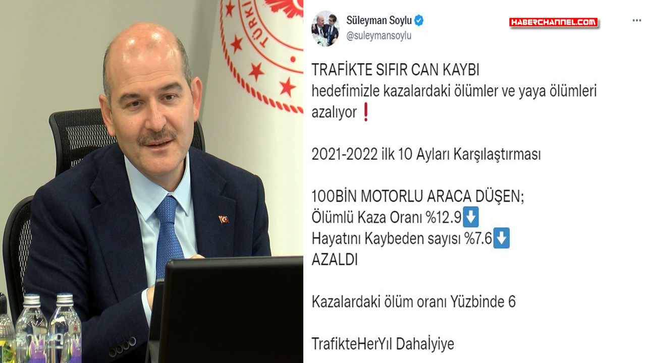 Bakan Soylu: "Trafikteki ölümlü kazalar yüzde 12,9 azaldı"