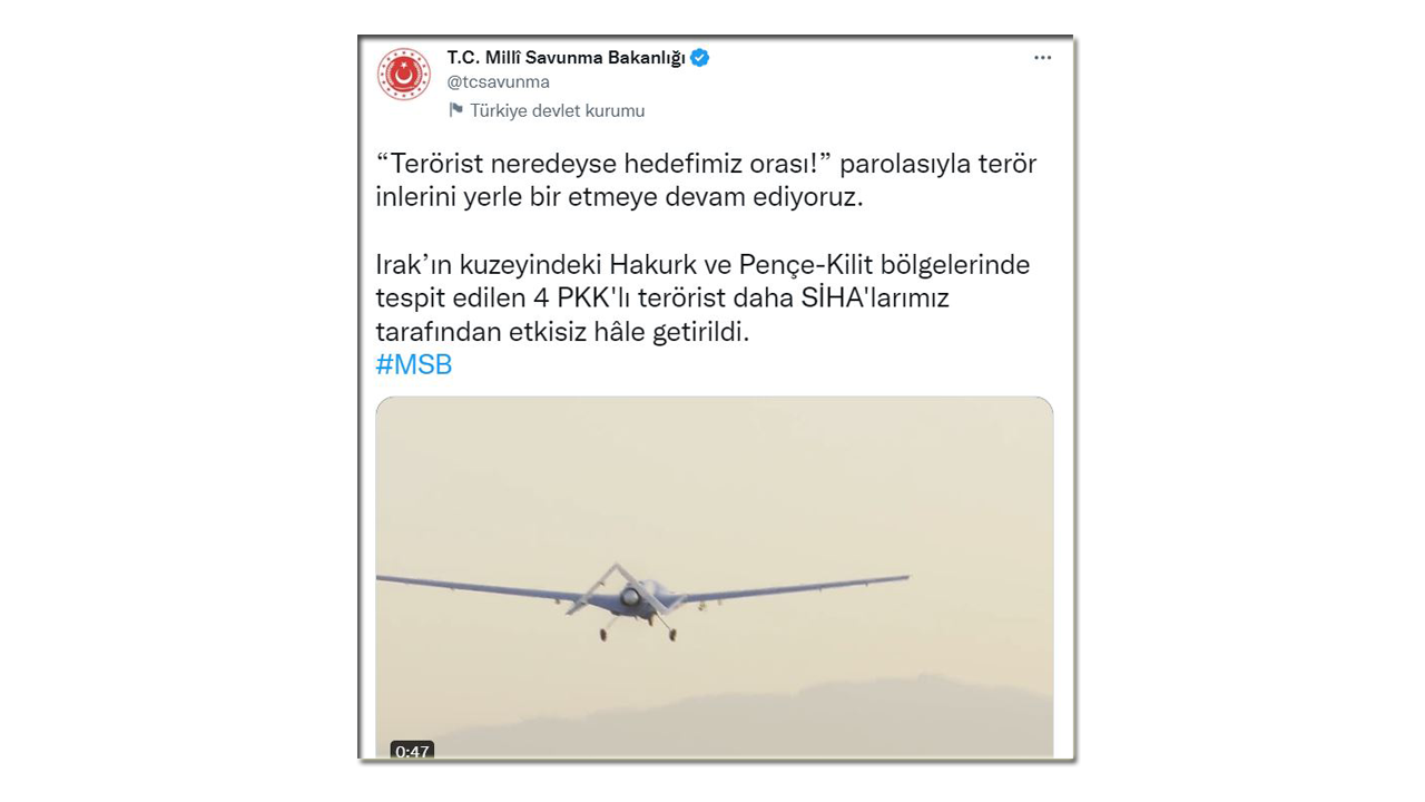 MSB: "4 PKK'lı terörist etkisiz hale getirildi"