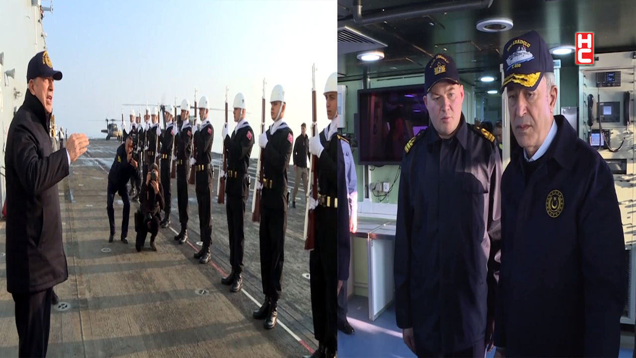 Bakan Hulusi Akar'dan Türkiye'nin en büyük savaş gemisi 'TCG Anadolu'ya ziyaret