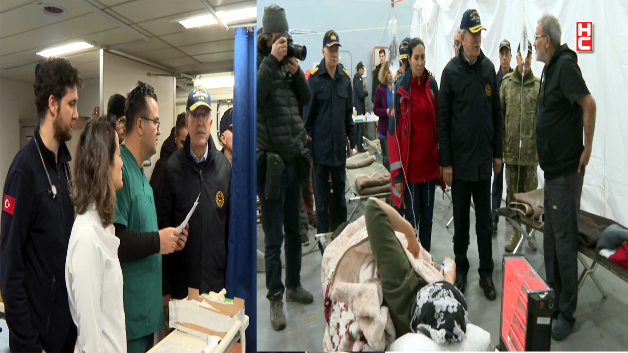 Savunma Bakanı Akar, TCG Sancaktar'daki depremzedeleri ziyaret etti
