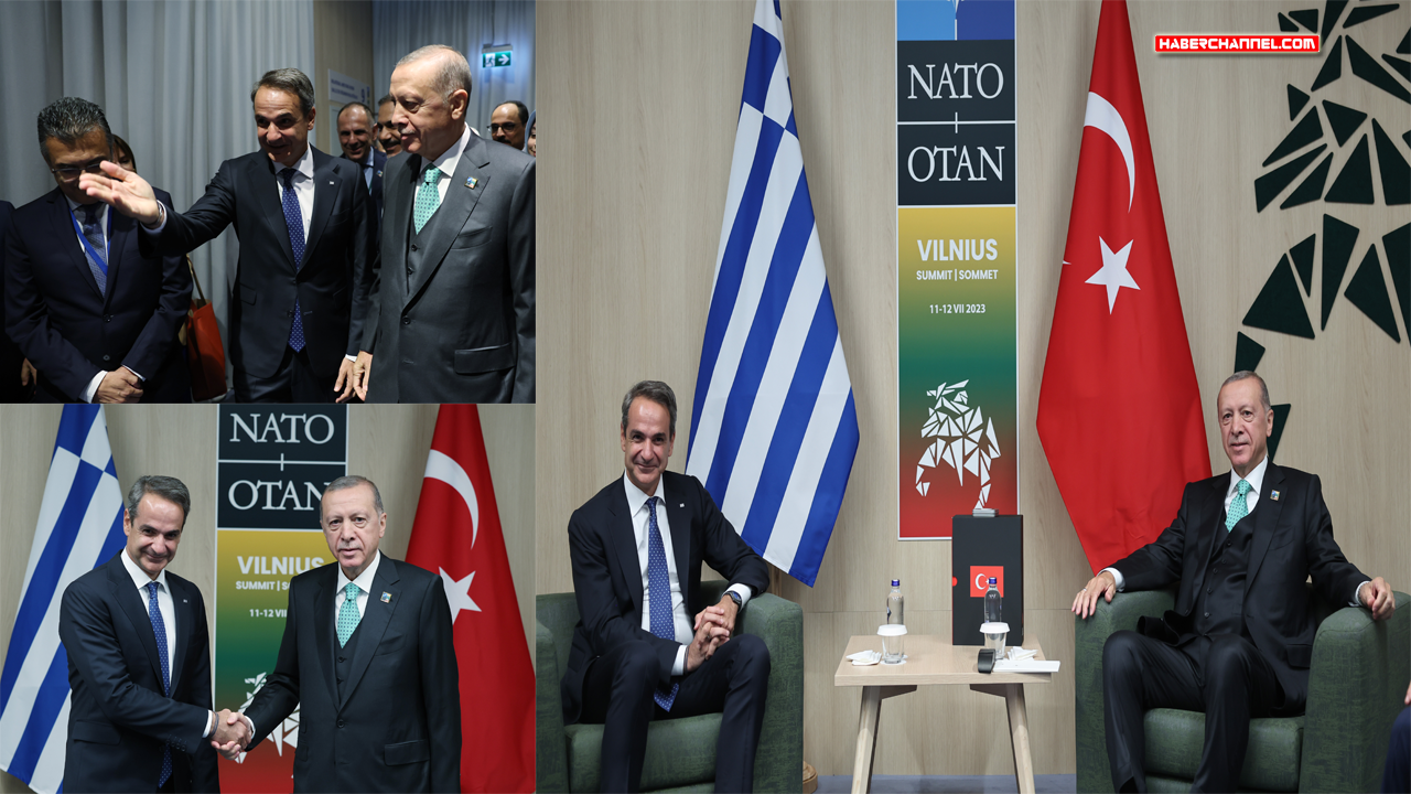 Cumhurbaşkanı Erdoğan, Litvanya'da Yunanistan Başbakanı Miçotakis ile görüştü