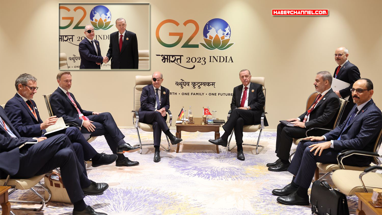 Cumhurbaşkanı Erdoğan, Hindistan'da Almanya Şansölyesi Scholz ile bir araya geldi