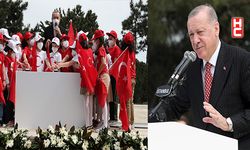 Cumhurbaşkanı Erdoğan en büyük Türk bayrağını en yüksek göndere çekti