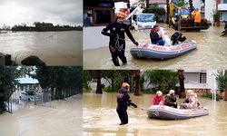 Manavgat'ta dere taştı, evlerini su basanlar botla kurtarıldı
