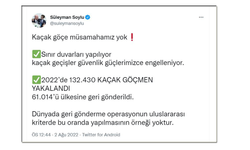 İçişleri Bakanı Soylu: "2022'de 132 bin 430 kaçak göçmen yakalandı"