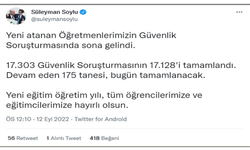 Bakan Soylu: "17 bin 128 öğretmenin güvenlik soruşturması tamamlandı"