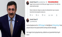 Cumhurbaşkanı Yardımcısı Cevdet Yılmaz: "Yeni asgari ücret hayırlı olsun"