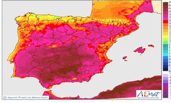 İspanya Meteorolojisi, ülke genelindeki sıcaklık haritasını yayınladı...