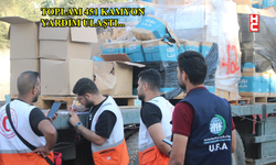 Filistin Kızılayı, insani yardım yüklü 30 kamyonu daha teslim aldı...