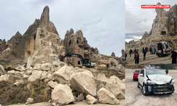 Kapadokya'da peribacasından kopan kayalar düştü; "2 ölü, 1 yaralı"