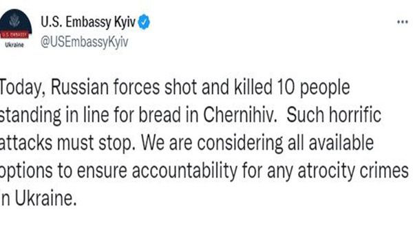 ABD Kiev Büyükelçiliği: Rus birlikleri, ekmek kuyruğundaki 10 kişiyi öldürdü
