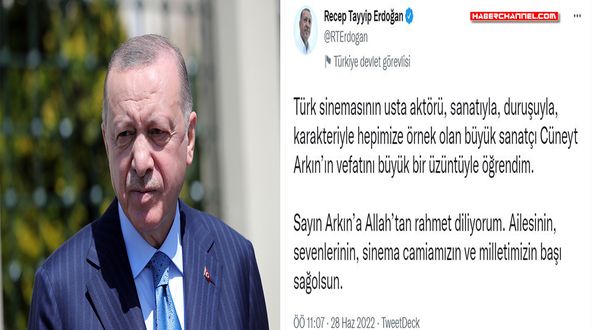 Cumhurbaşkanı Erdoğan'dan Cüneyt Arkın için taziye mesajı