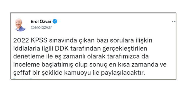 YÖK Başkanı Özvar: "Eş zamanlı olarak tarafımızca da inceleme başlatılmıştır"