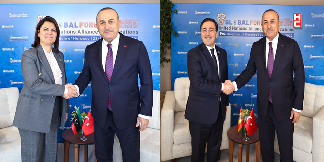 Bakan Çavuşoğlu, Fas'ta İspanyol ve Libyalı mevkidaşlarıyla görüştü