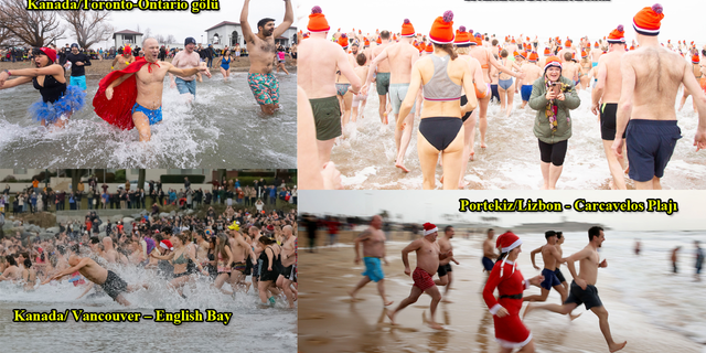 Yeni yıl geleneği devam etti: 'Soğuk havaya rağmen suya girdiler'