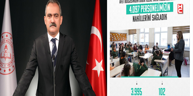 Bakan Özer: "Afet bölgemizden tayin talep eden 4 bin 97 öğretmen ve personel nakledildi"