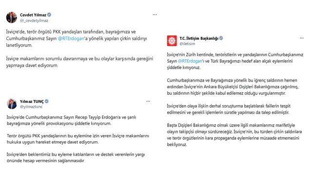 İsviçre'deki eylemlere kınama mesajları...