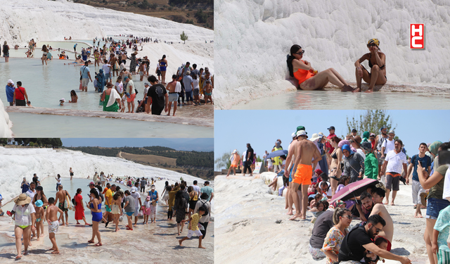 Beyaz cennet Pamukkale'ye ziyaretçi akını...