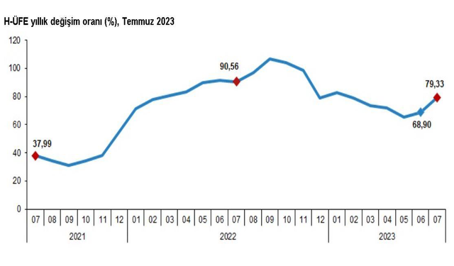 Hizmet üretici enflasyonu temmuzda yüzde 79,33 oldu...