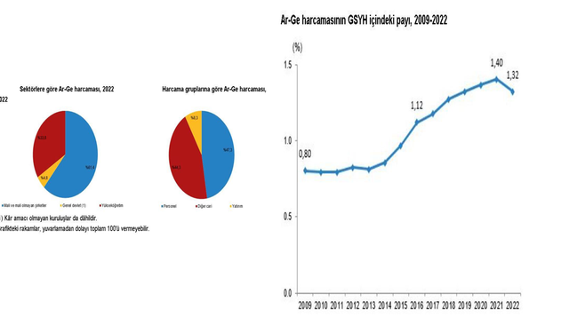 TÜİK: "2022 Ar-Ge harcaması 198,6 milyar oldu"