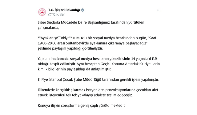 Sosyal medyada provokasyon yapılan hesap, 14 yaşındaki çocuğa ait çıktı...