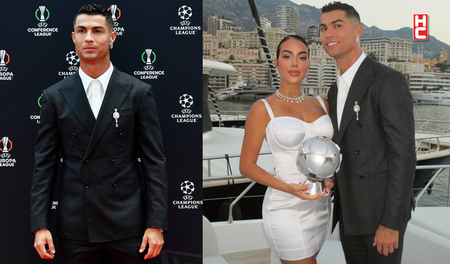 Cristiano Ronaldo ve Georgina Rodriguez yıllık UEFA töreninde Messika ile büyüledi