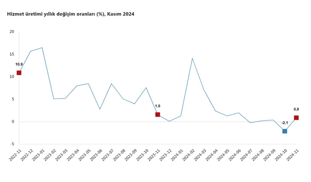 TÜİK: "Hizmet üretimi yıllık yüzde 0,9 arttı"