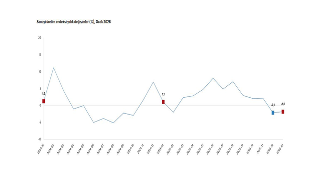 TÜİK: "Sanayi üretimi ocakta azaldı"