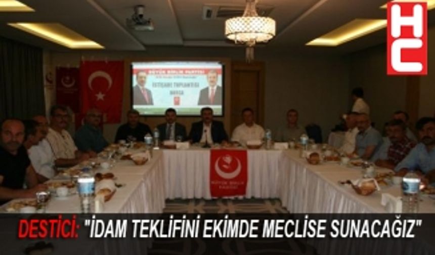 DESTİCİ: "İDAM TEKLİFİNİ EKİMDE MECLİSE SUNACAĞIZ"