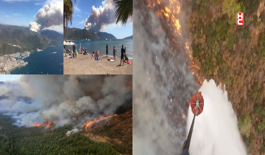 Marmaris' orman yangını devam ediyor: Helikopter ve uçaklarla müdahale