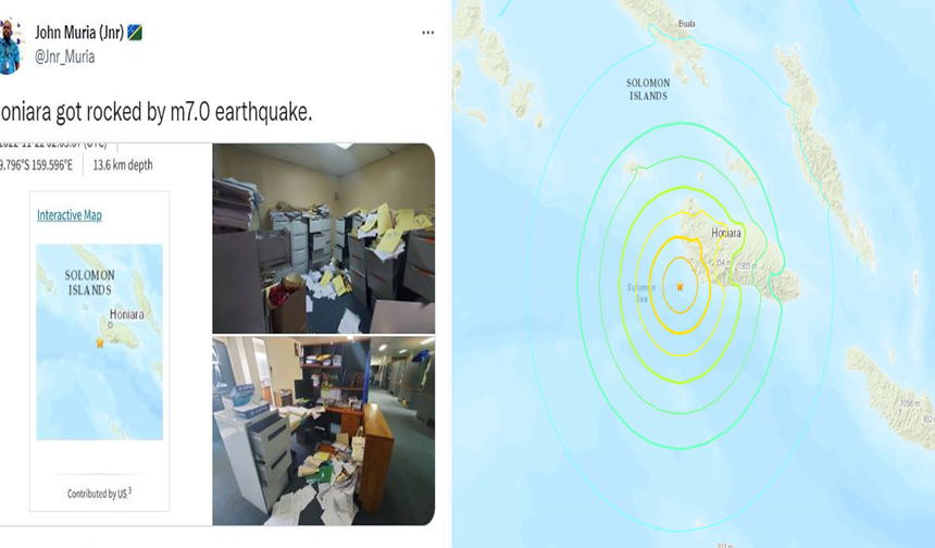 Solomon Adaları’nda 7 büyüklüğünde deprem meydana geldi...