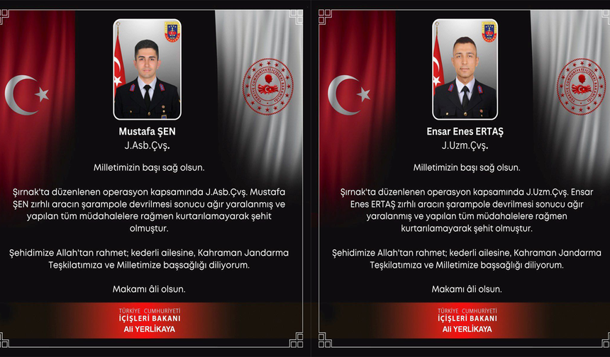Bakan Yerlikaya: "Zırhlı aracın şarampole devrilmesi sonucunda 2 asker şehit oldu"