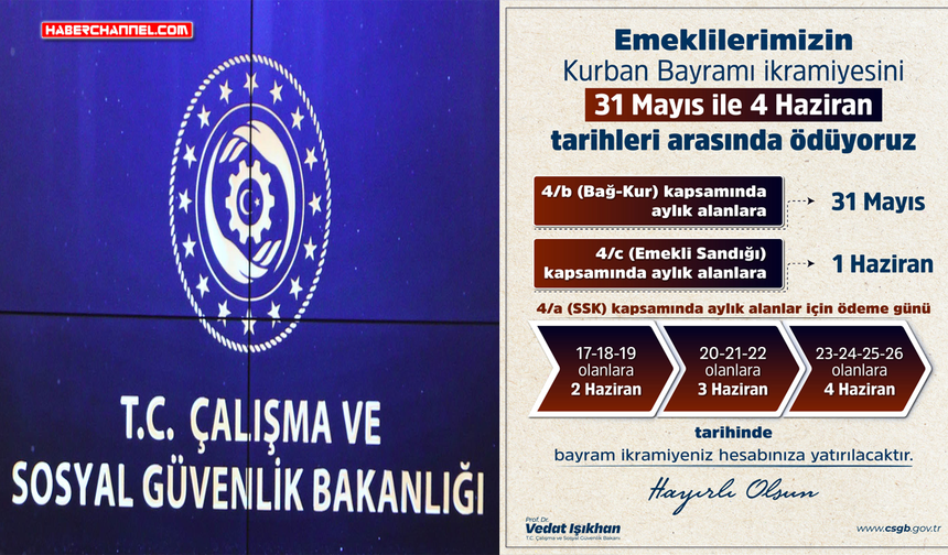 Emekli bayram ikramiyeleri 31 Mayıs-4 Haziran arasında yatırılacak...