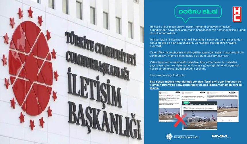 DMM’den ‘İsrail sivil uçak filosunun bir kısmının Türkiye'de konuşlandırıldığı’ iddialarına açıklama...