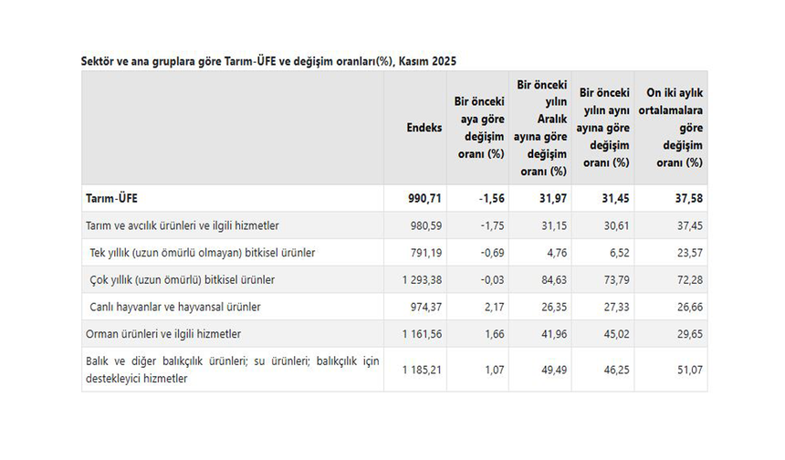 TÜİK: "Tarım ürünleri üretici fiyatları aylık yüzde 1,56 azaldı"