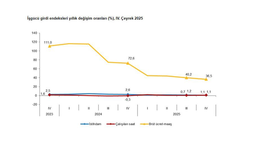 TÜİK: "İstihdam endeksi 4'üncü çeyrekte yüzde 1,1 arttı"