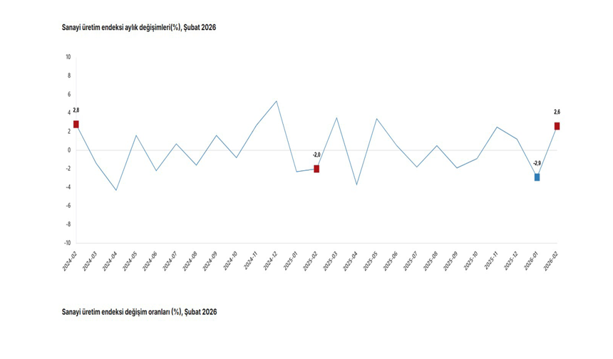 TÜİK: "Sanayi üretimi şubatta arttı"