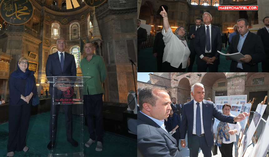 Bakan Ersoy, Ayasofya'daki restorasyon çalışmalarını inceledi
