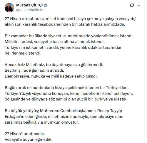 B A K A N C I F T C I D E N 27 N I S A N E M U H T I R A M E 1281393 381262